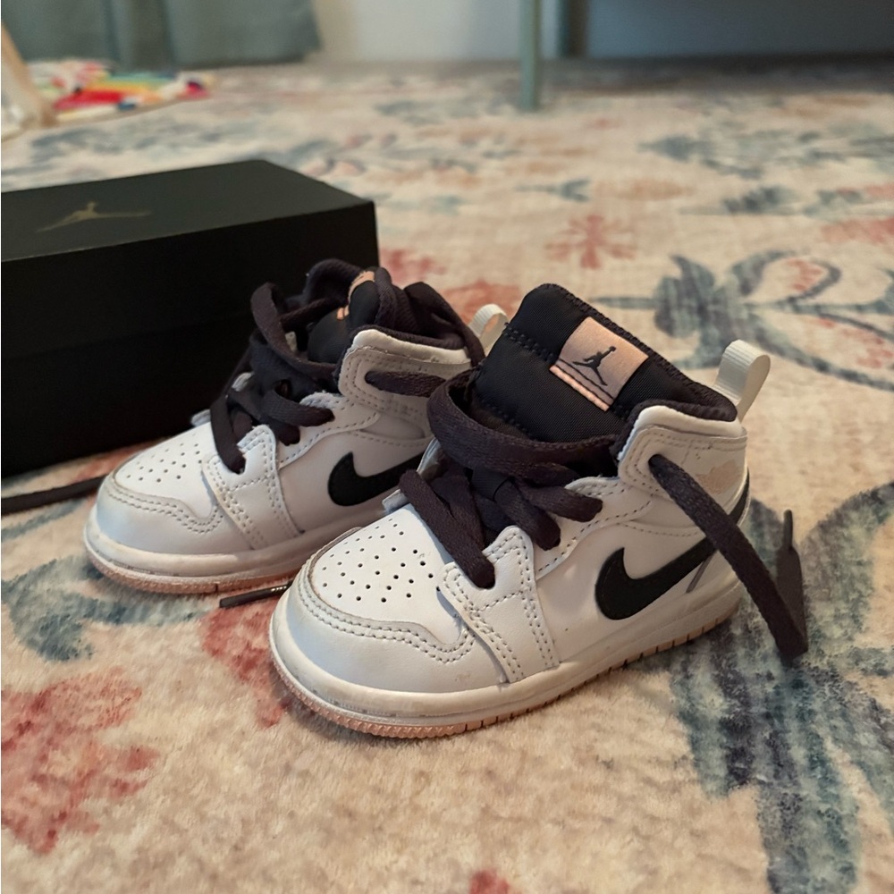 Nike Jordan 1 Mid Kids' Black and White Sneakers